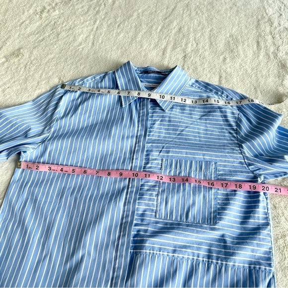 Another Tomorrow Cotton Stripped Blue White Belted Shirt Dress IT 40 US S (4) - Picture 4 of 14